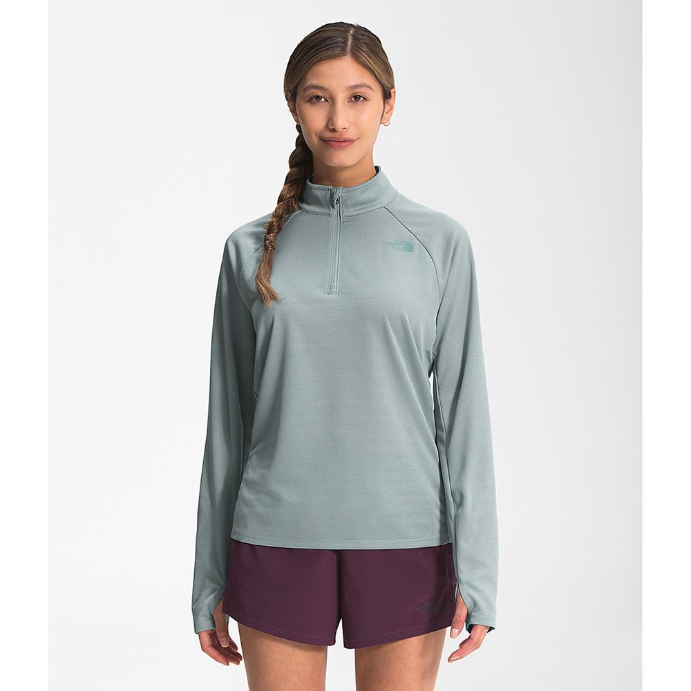 The North Face Active Tops Womens Australia - The North Face Wander ¼ Zip Silver Blue (YPR-146539)